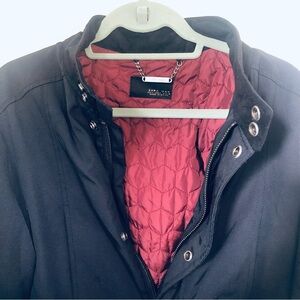 Zara Men Zip Up Quilted Interior Black Jacket